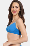 Zivame Beautiful Basics Glitter Straps Padded Non Wired 3/4th Coverage Lace Bra - Methyl Blue — thumbnail 3